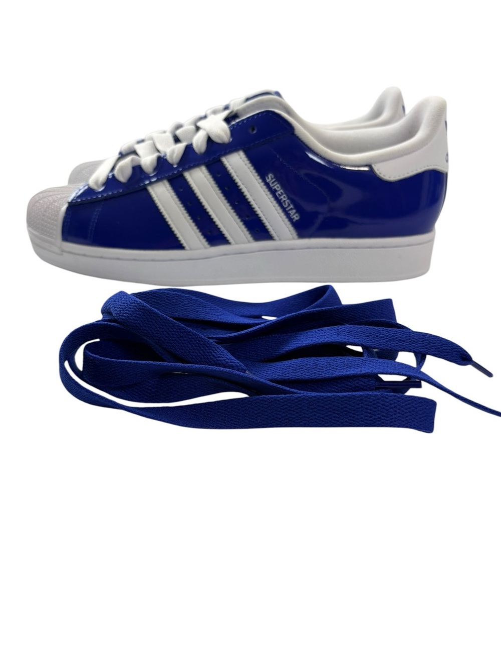 NIB Adidas Original Superstars II Royal Blue Patent Leather Mens Sz11 Womens 12